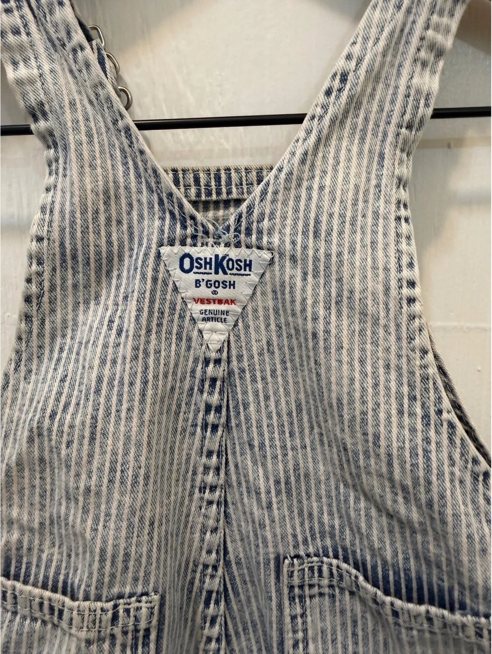 Vintage Oshkosh B'Gosh Vestbak Overalls, Railroad Stripe, 18M